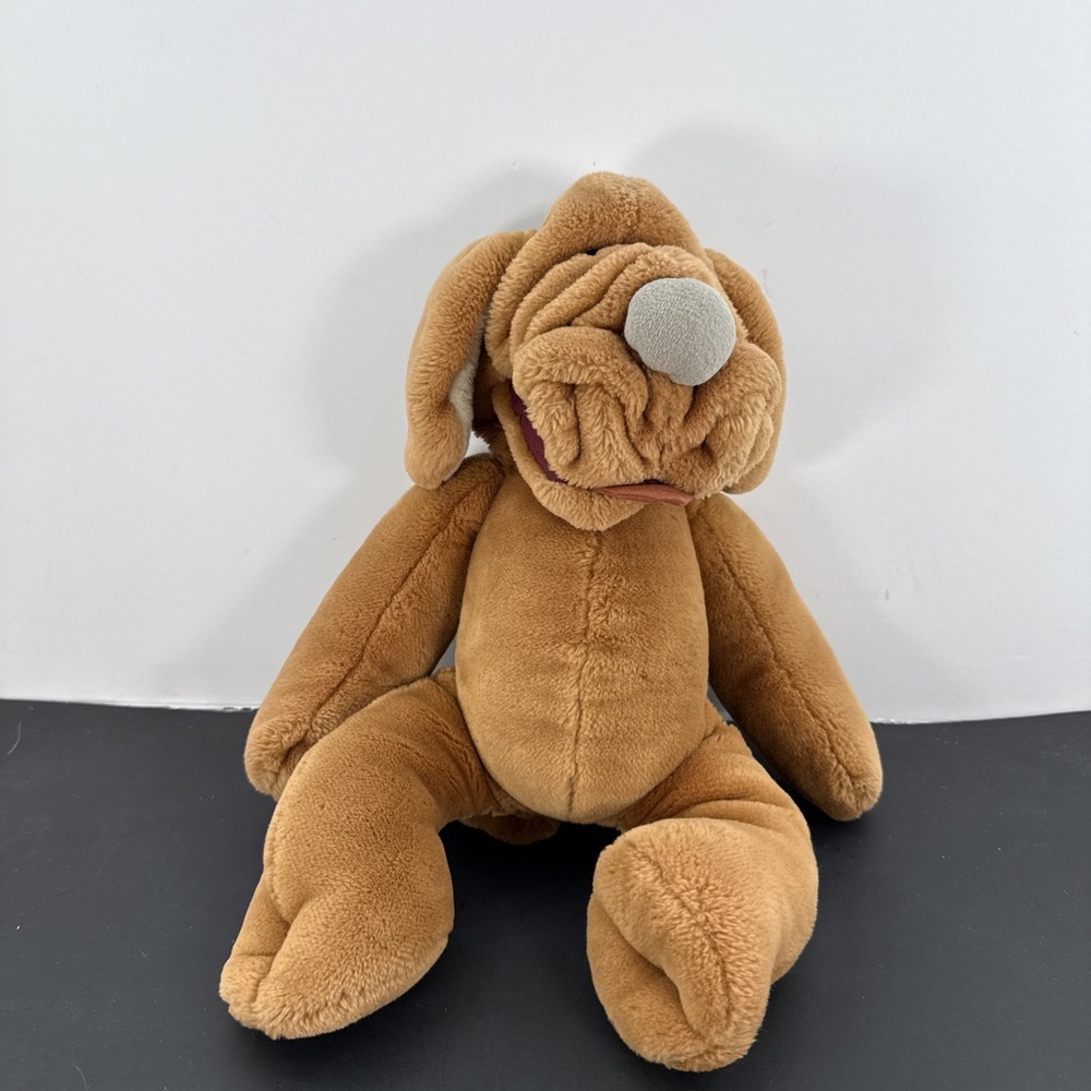 Vintage Ganz Bros Wrinkles Dog Hand Puppet Plush Gray Nose Heritage Collection
